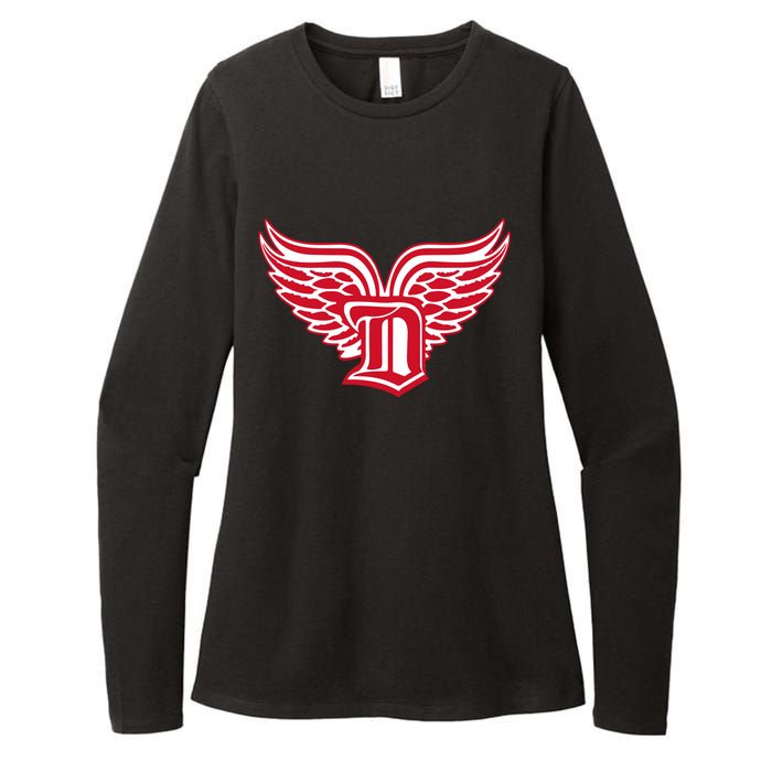 Sporty Detroit Fan Old English D With Wings Womens CVC Long Sleeve Shirt