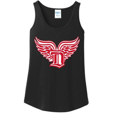 Sporty Detroit Fan Old English D With Wings Ladies Essential Tank