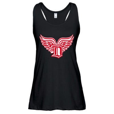 Sporty Detroit Fan Old English D With Wings Ladies Essential Flowy Tank