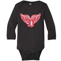 Sporty Detroit Fan Old English D With Wings Baby Long Sleeve Bodysuit