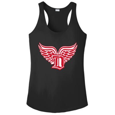 Sporty Detroit Fan Old English D With Wings Ladies PosiCharge Competitor Racerback Tank