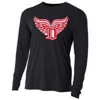 Sporty Detroit Fan Old English D With Wings Cooling Performance Long Sleeve Crew