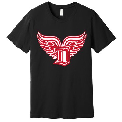Sporty Detroit Fan Old English D With Wings Premium T-Shirt