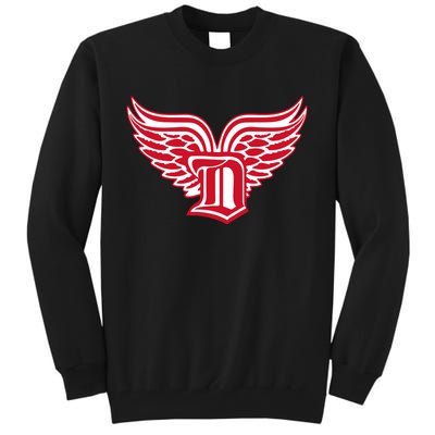 Sporty Detroit Fan Old English D With Wings Tall Sweatshirt