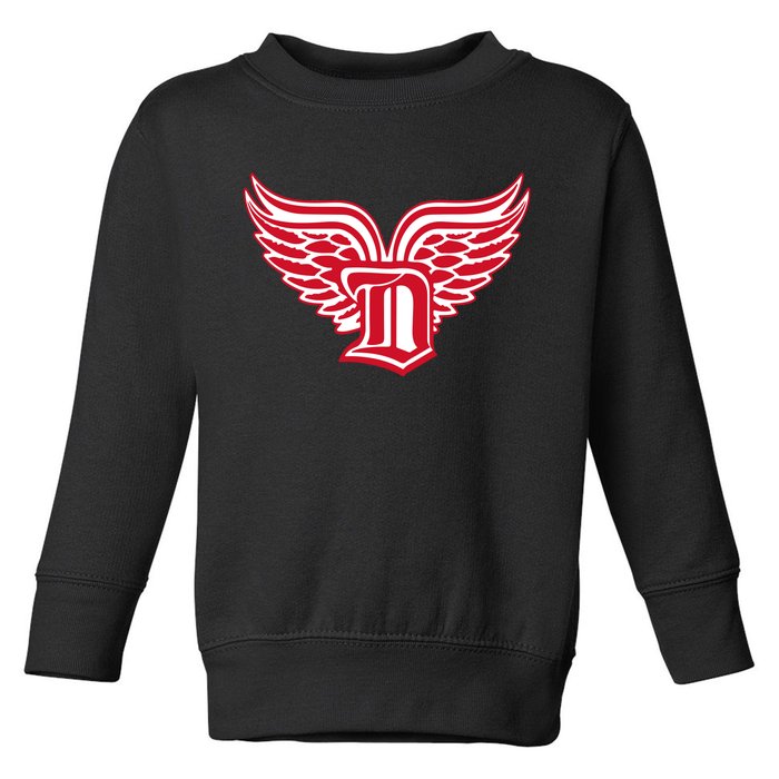 Sporty Detroit Fan Old English D With Wings Toddler Sweatshirt