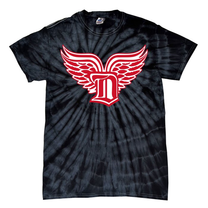 Sporty Detroit Fan Old English D With Wings Tie-Dye T-Shirt