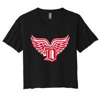 Sporty Detroit Fan Old English D With Wings Women's Crop Top Tee