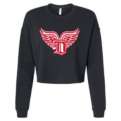 Sporty Detroit Fan Old English D With Wings Cropped Pullover Crew