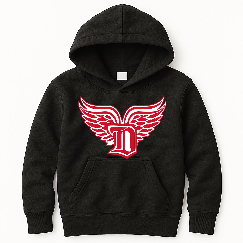 Sporty Detroit Fan Old English D With Wings Kids Hoodie