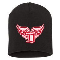 Sporty Detroit Fan Old English D With Wings Short Acrylic Beanie