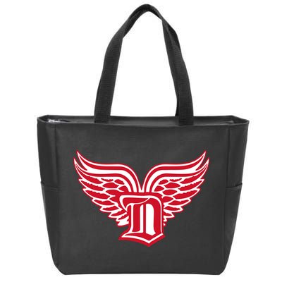 Sporty Detroit Fan Old English D With Wings Zip Tote Bag