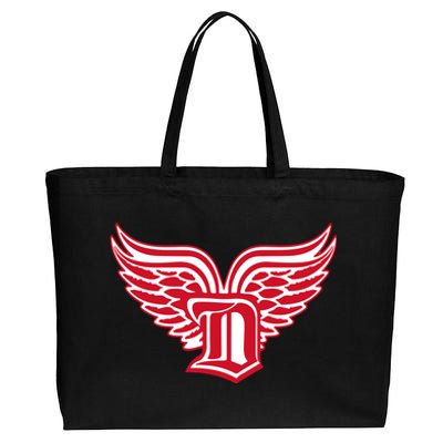 Sporty Detroit Fan Old English D With Wings Cotton Canvas Jumbo Tote