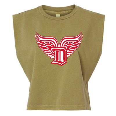 Sporty Detroit Fan Old English D With Wings Garment-Dyed Women's Muscle Tee