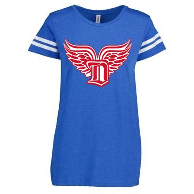 Sporty Detroit Fan Old English D With Wings Enza Ladies Jersey Football T-Shirt