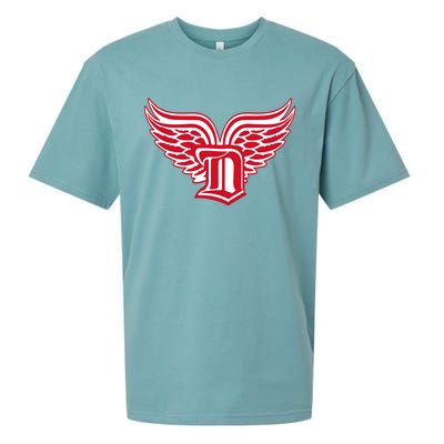 Sporty Detroit Fan Old English D With Wings Sueded Cloud Jersey T-Shirt