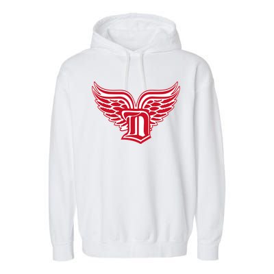 Sporty Detroit Fan Old English D With Wings Garment-Dyed Fleece Hoodie