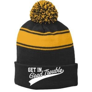 Sporty Get In Good Trouble John Lewis Tribute Stripe Pom Pom Beanie