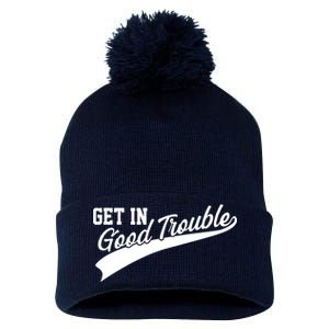 Sporty Get In Good Trouble John Lewis Tribute Pom Pom 12in Knit Beanie