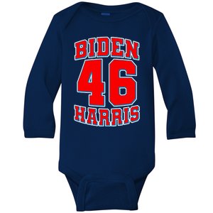 Sporty Jersey Style Biden Harris 46 2020 Election Baby Long Sleeve Bodysuit