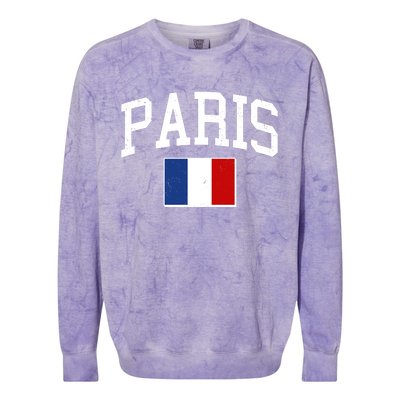 Sporty Paris France Flag Logo Sports Fan Colorblast Crewneck Sweatshirt