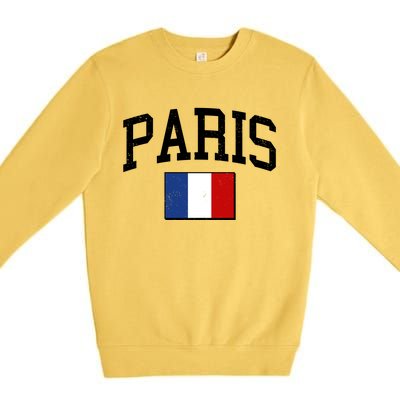 Sporty Paris France Flag Logo Sports Fan Premium Crewneck Sweatshirt