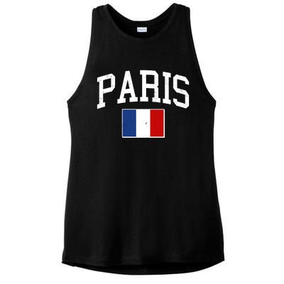 Sporty Paris France Flag Logo Sports Fan Ladies PosiCharge Tri-Blend Wicking Tank