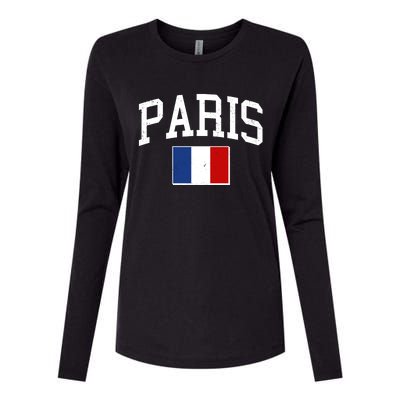 Sporty Paris France Flag Logo Sports Fan Womens Cotton Relaxed Long Sleeve T-Shirt