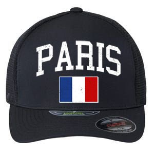 Sporty Paris France Flag Logo Sports Fan Flexfit Unipanel Trucker Cap