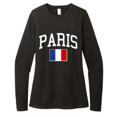 Sporty Paris France Flag Logo Sports Fan Womens CVC Long Sleeve Shirt