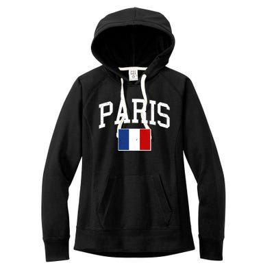 Sporty Paris France Flag Logo Sports Fan Women's Fleece Hoodie