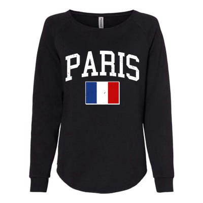 Sporty Paris France Flag Logo Sports Fan Womens California Wash Sweatshirt