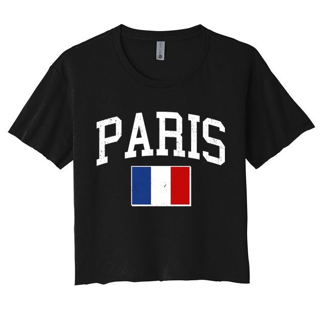 Sporty Paris France Flag Logo Sports Fan Crop Top