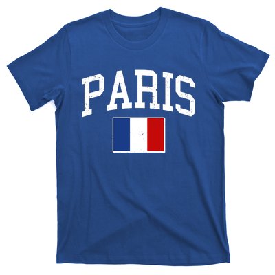 Sporty Paris France Flag Logo Sports Fan T-Shirt