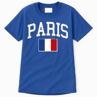Sporty Paris France Flag Logo Sports Fan Tall T-Shirt