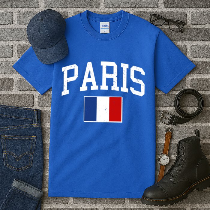 Sporty Paris France Flag Logo Sports Fan Tall T-Shirt