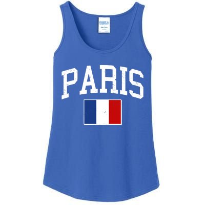 Sporty Paris France Flag Logo Sports Fan Ladies Essential Tank