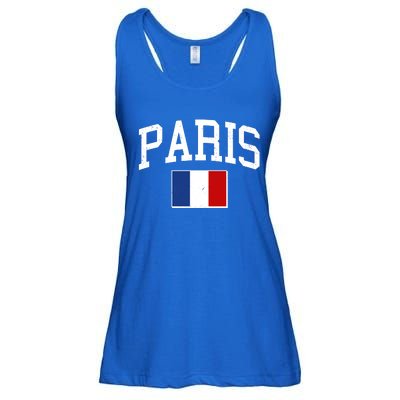 Sporty Paris France Flag Logo Sports Fan Ladies Essential Flowy Tank