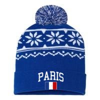 Sporty Paris France Flag Logo Sports Fan USA-Made Snowflake Beanie