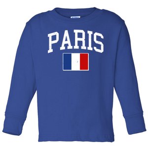 Sporty Paris France Flag Logo Sports Fan Toddler Long Sleeve Shirt