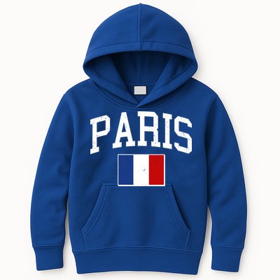Sporty Paris France Flag Logo Sports Fan Kids Hoodie