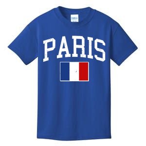 Sporty Paris France Flag Logo Sports Fan Kids T-Shirt