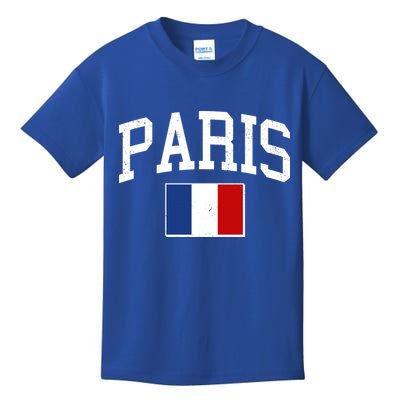 Sporty Paris France Flag Logo Sports Fan Kids T-Shirt