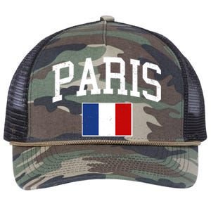 Sporty Paris France Flag Logo Sports Fan Retro Rope Trucker Hat Cap