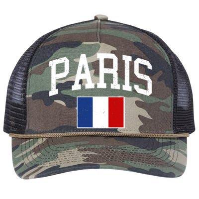 Sporty Paris France Flag Logo Sports Fan Retro Rope Trucker Hat Cap