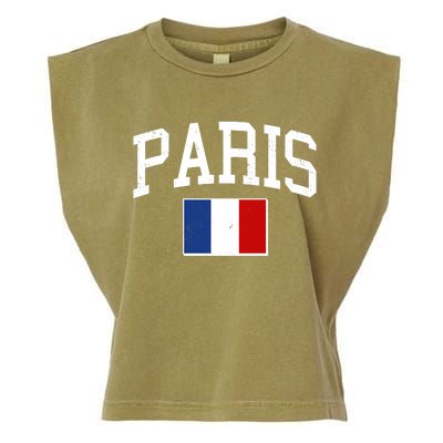 Sporty Paris France Flag Logo Sports Fan Garment-Dyed Women's Muscle Tee