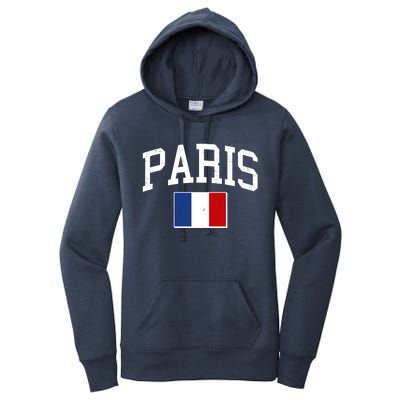 Sporty Paris France Flag Logo Sports Fan Women's Pullover Hoodie