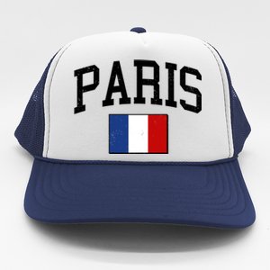 Sporty Paris France Flag Logo Sports Fan Trucker Hat