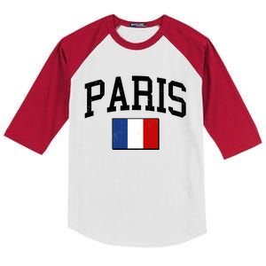 Sporty Paris France Flag Logo Sports Fan Kids Colorblock Raglan Jersey