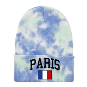 Sporty Paris France Flag Logo Sports Fan Tie Dye 12in Knit Beanie