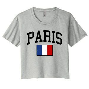 Sporty Paris France Flag Logo Sports Fan Women's Crop Top Tee